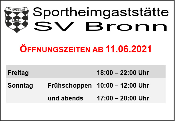 Öffnungszeiten im Sportheim